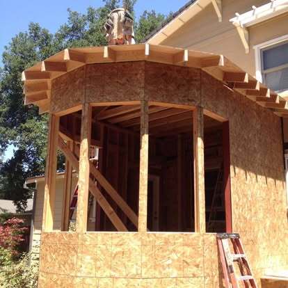 Custom bay window framing in progress