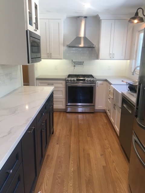 Modern kitchen with marble countertops